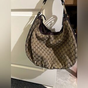 Gucci canvas sukey monogram shoulder bag- Authentic with minor creasing on strap